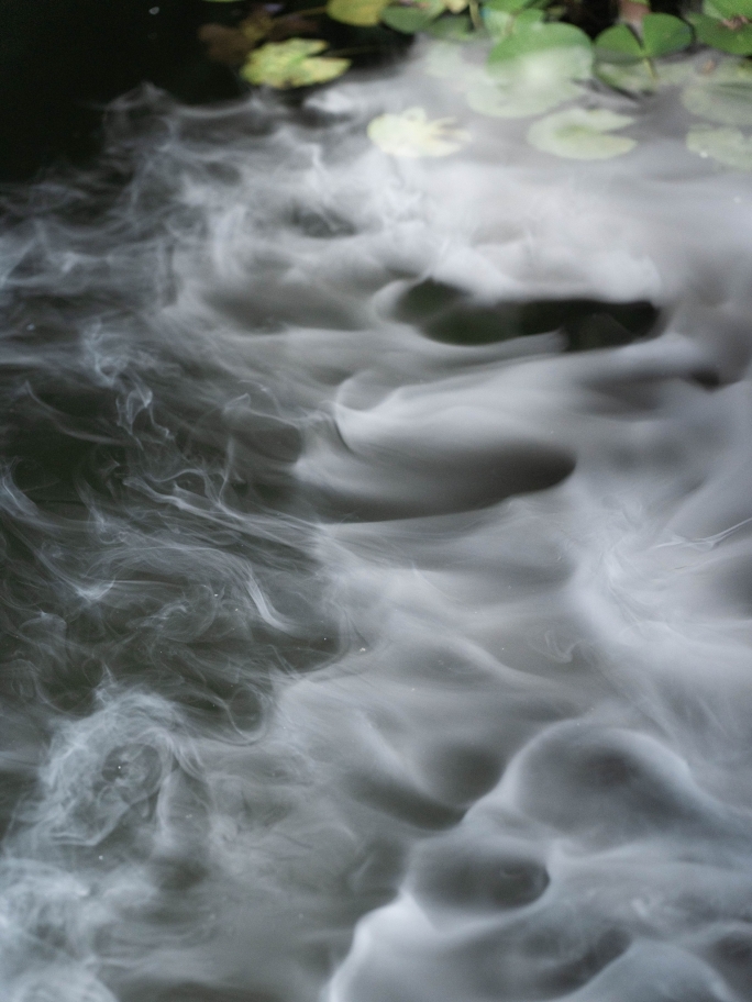 Water moving around pale stones